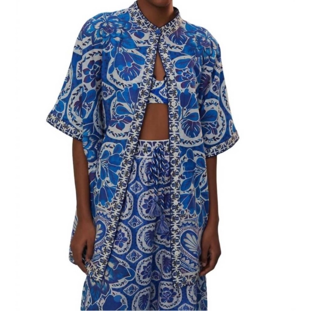 Farm Rio Blue Tule Dream Shirt